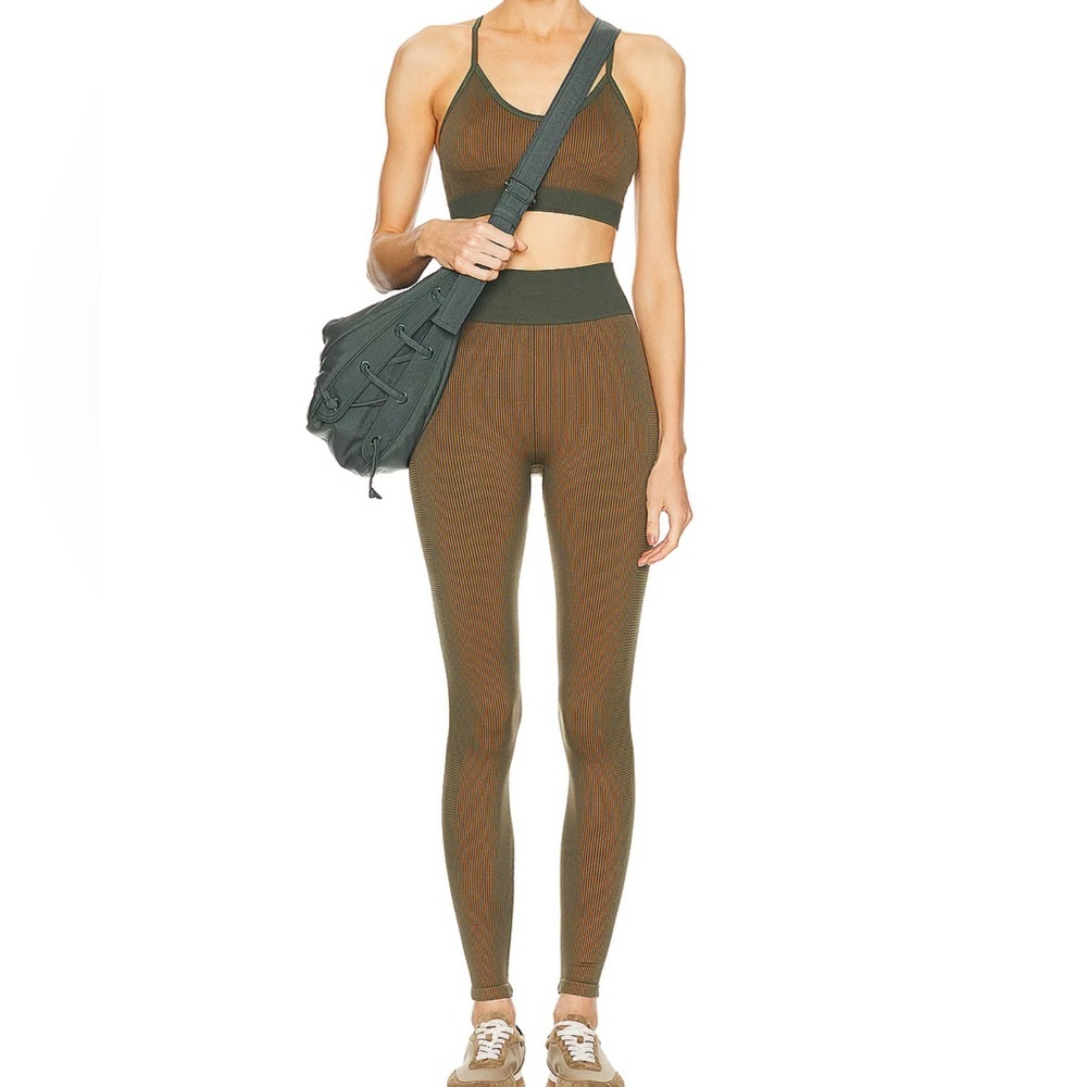 NWOT The Upside SET Seamless Ballet Bra and Ribbed Leggings in Khaki Green Olive